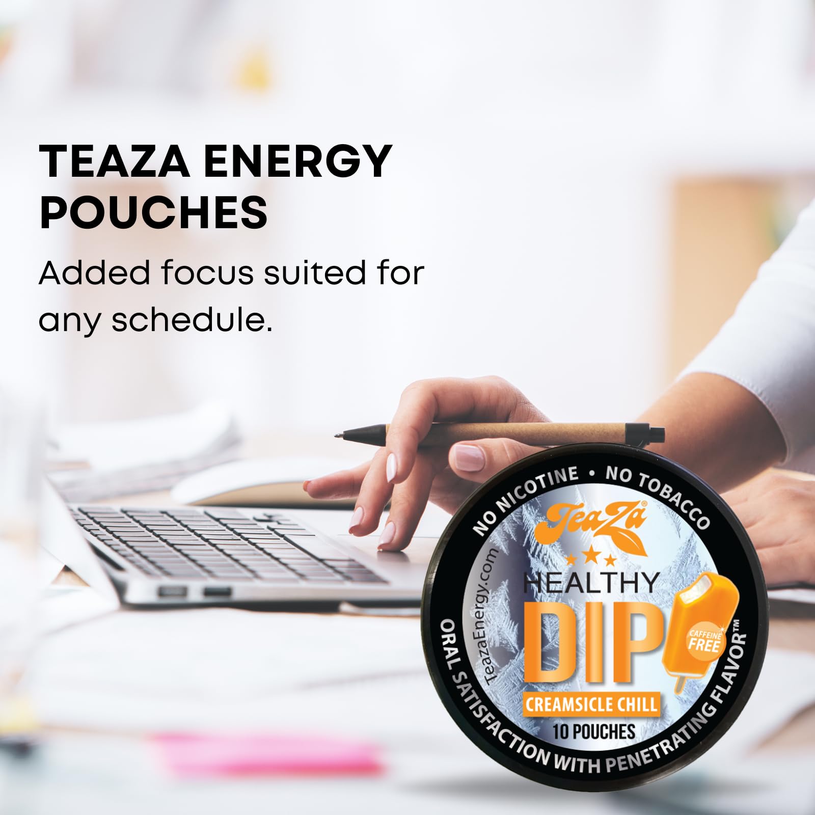 Teaza Energy Pouches, Tobacco Free Nicotine Free Dip Smokeless Alternative Snuff & Energy Dip Chewing Tobacco Alternative Health