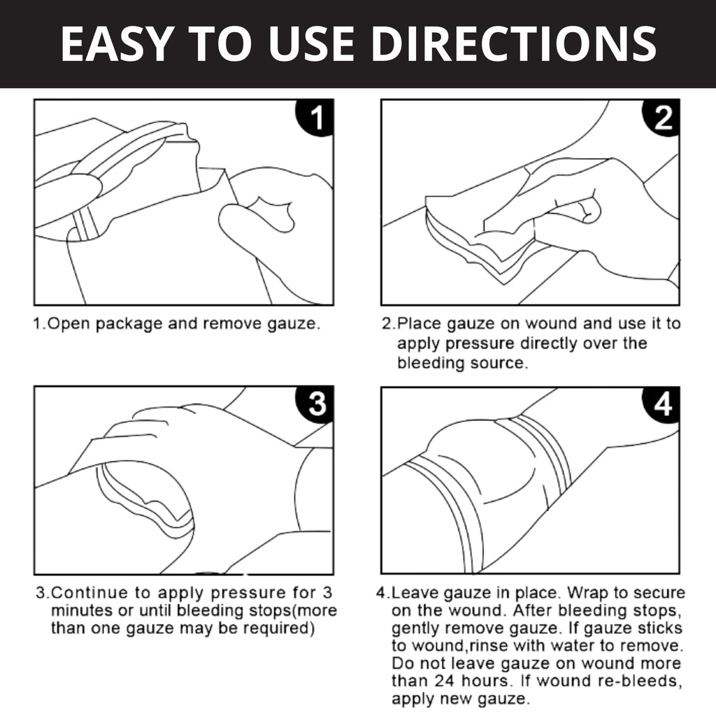 First Aid Advanced Quick Clotting Combat Gauze - Flexible Hemostatic - Stop The Bleed kit Faster Wound Packing Gauze with Quick