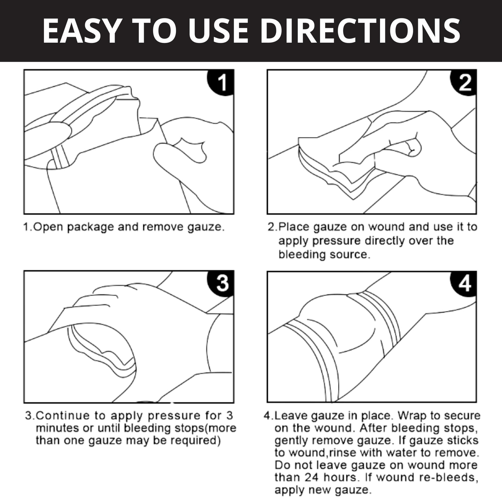 First Aid Advanced Quick Clotting Combat Gauze - Flexible Hemostatic - Stop The Bleed kit Faster Wound Packing Gauze with Quick