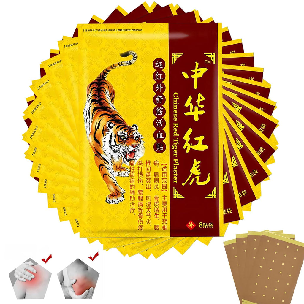 128pcs Tiger Pathes Ultra Strength,Tiger Relieving Patches,Chinese Red Tiger Back Heat Patches Ultra Strength for Muscle Joint o