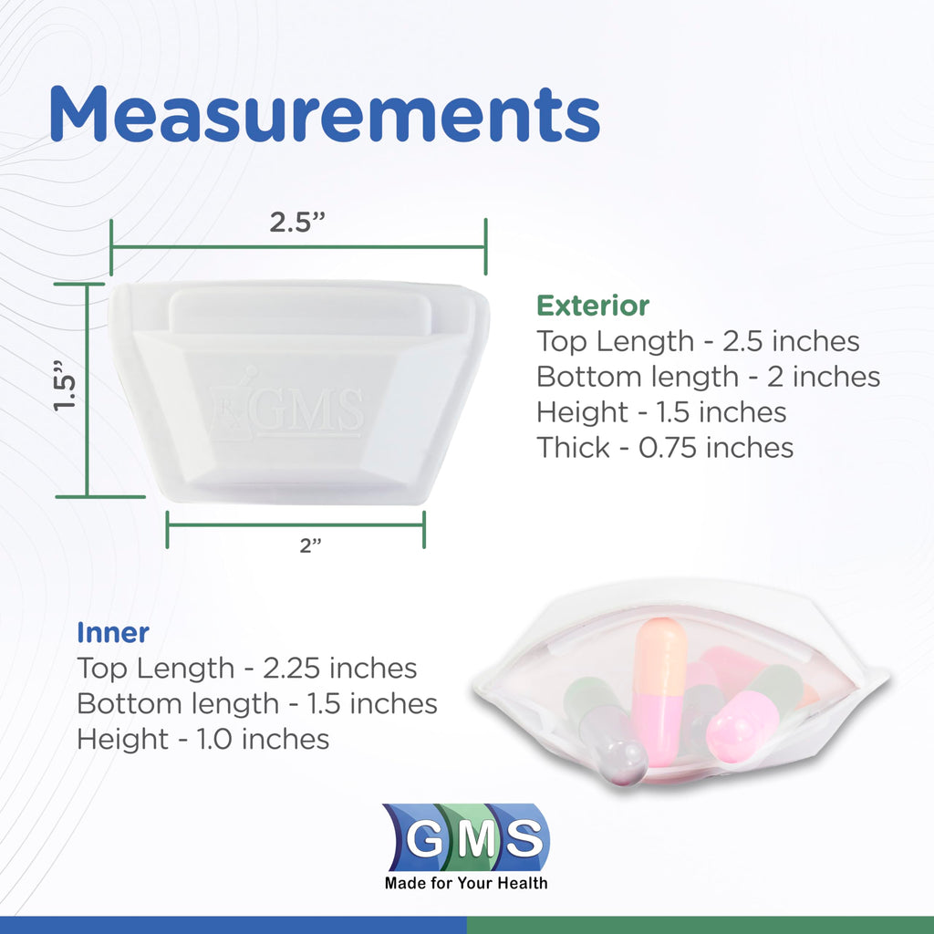 GMS Squeezable Pocket Pill Case - Small, Lightweight Pill Organizer Ideal for Travel - Holds Medicines Securely - Sturdy Design