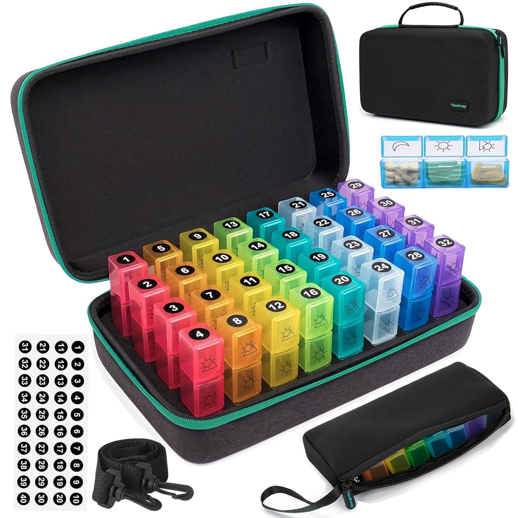 Monthly Pill Organizer 3 Times a Day, 31 Day Pill Organizer 3 Times a Day, Month Medicine Organizer Box, Medicine Pill Boxes wit