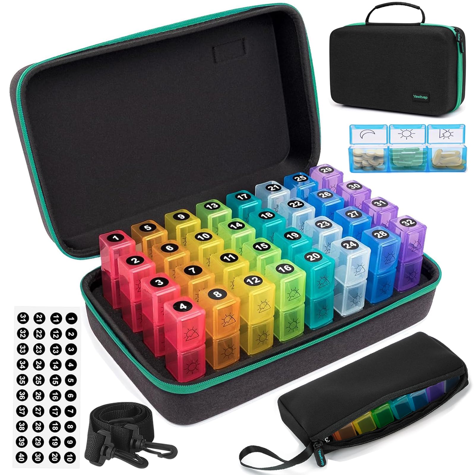 Monthly Pill Organizer 3 Times a Day, 31 Day Pill Organizer 3 Times a Day, Month Medicine Organizer Box, Medicine Pill Boxes wit