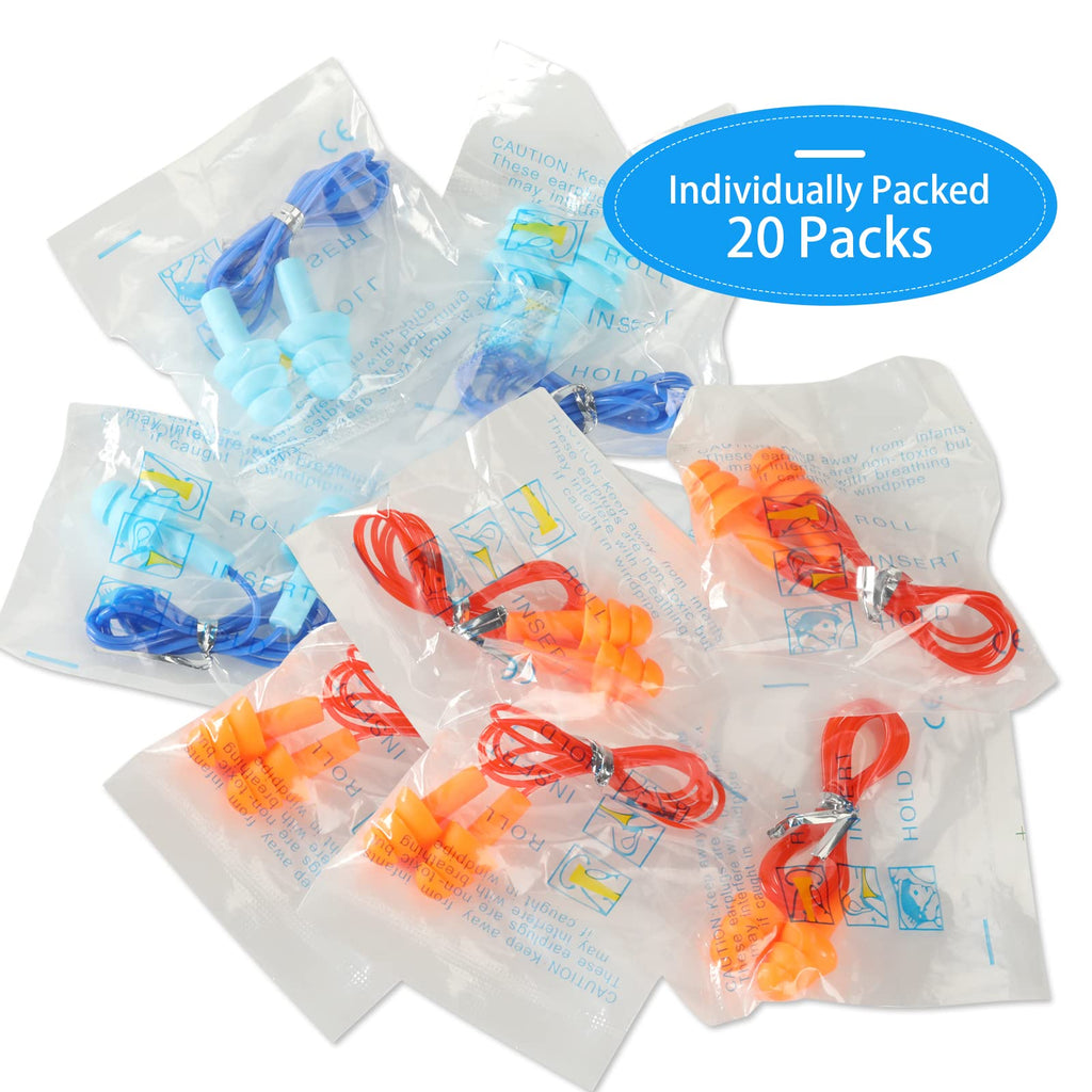 20 Pairs Ear Plugs for Swimming, Earplugs for Work, Soft Ear Plugs for Sleeping Noise Cancelling, Reusable Ear Plugs for Noise R