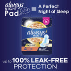Always Maxi Feminine Pads for Women, Size 4 Overnight Absorbency, with Wings, Unscented, 48 Count