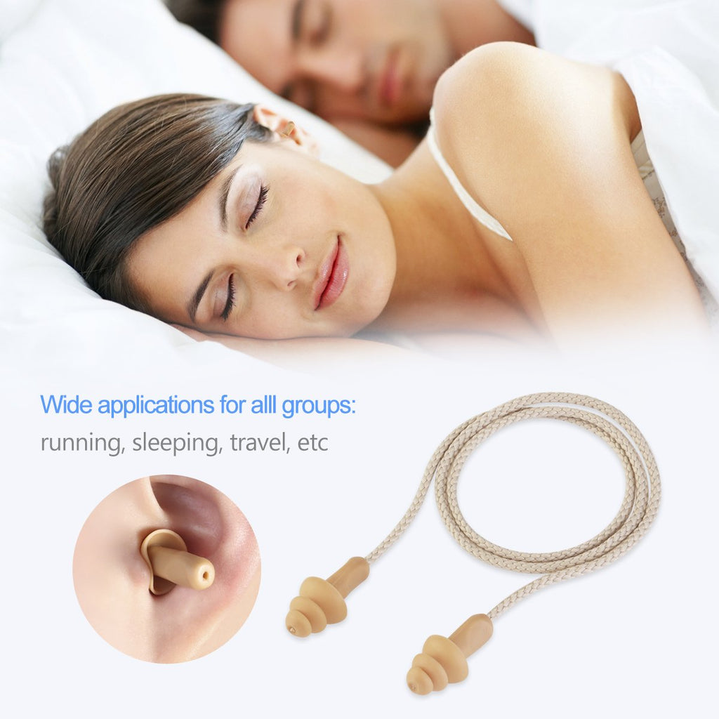 WINOMO Ear Plugs 50 Pairs Corded Soft Silicone Reusable for Sleeping Hearing Protection Swimming