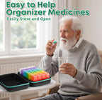 Monthly Pill Organizer 2 Times a Day with Weekly Pill Bag, 30 Day Pill Organizer 2 Times a Day with 32 Compartments, Monthly Sti