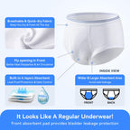 Mens Incontinence Briefs 3-Packs Mens Incontinence Underwear Cotton Washable Reusable Incontinence Underwear for Men, Built in C