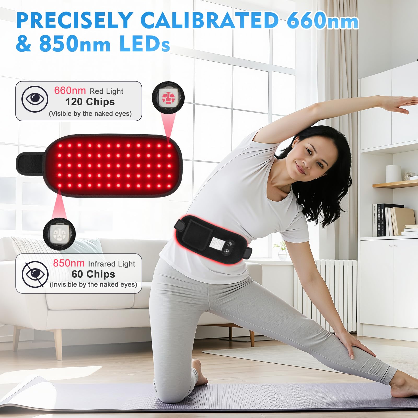 Red Light Therapy, Red Light Therapy for Body, Infrared Light Therapy Belt with Timer, LED 660nm&850nm Infrared Heating Pads for