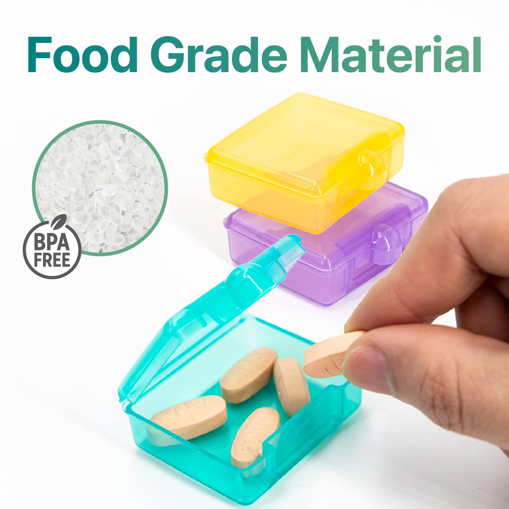 Sukuos Small Pill Box 3 pcs, Cute Travel Pill Case Daily Pill Organizer Portable for Pocket Purse for Vitamin Fish Oil Supplemen