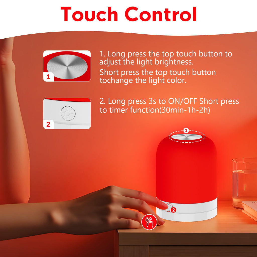 EPOE Red Light Therapy Sleep,Reds Nightlight with 670nm Wavelength Aid to Support Deep Relaxation,Touch Remote Control Red Light