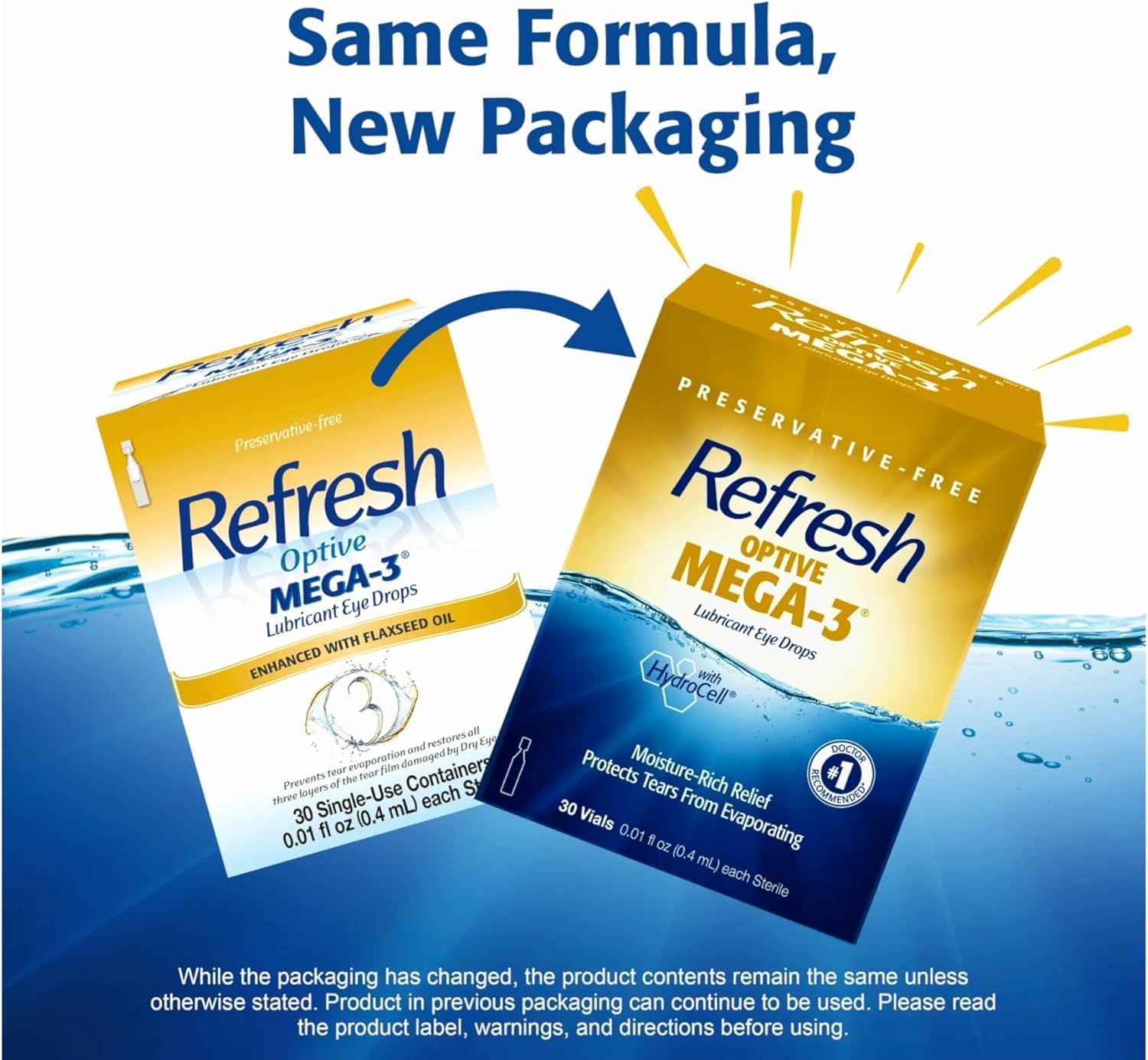Refresh Optive Mega-3 Lubricant Eye Drops with Flaxseed Oil - 30 ct, Pack of 5