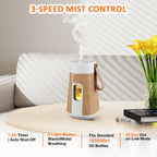 Battery Powered Diffuser, Anti Oil Leakage Designed Cordless Diffuser for Essential Oils 1/2/3H Timers Modes & 3 Mist Level,for