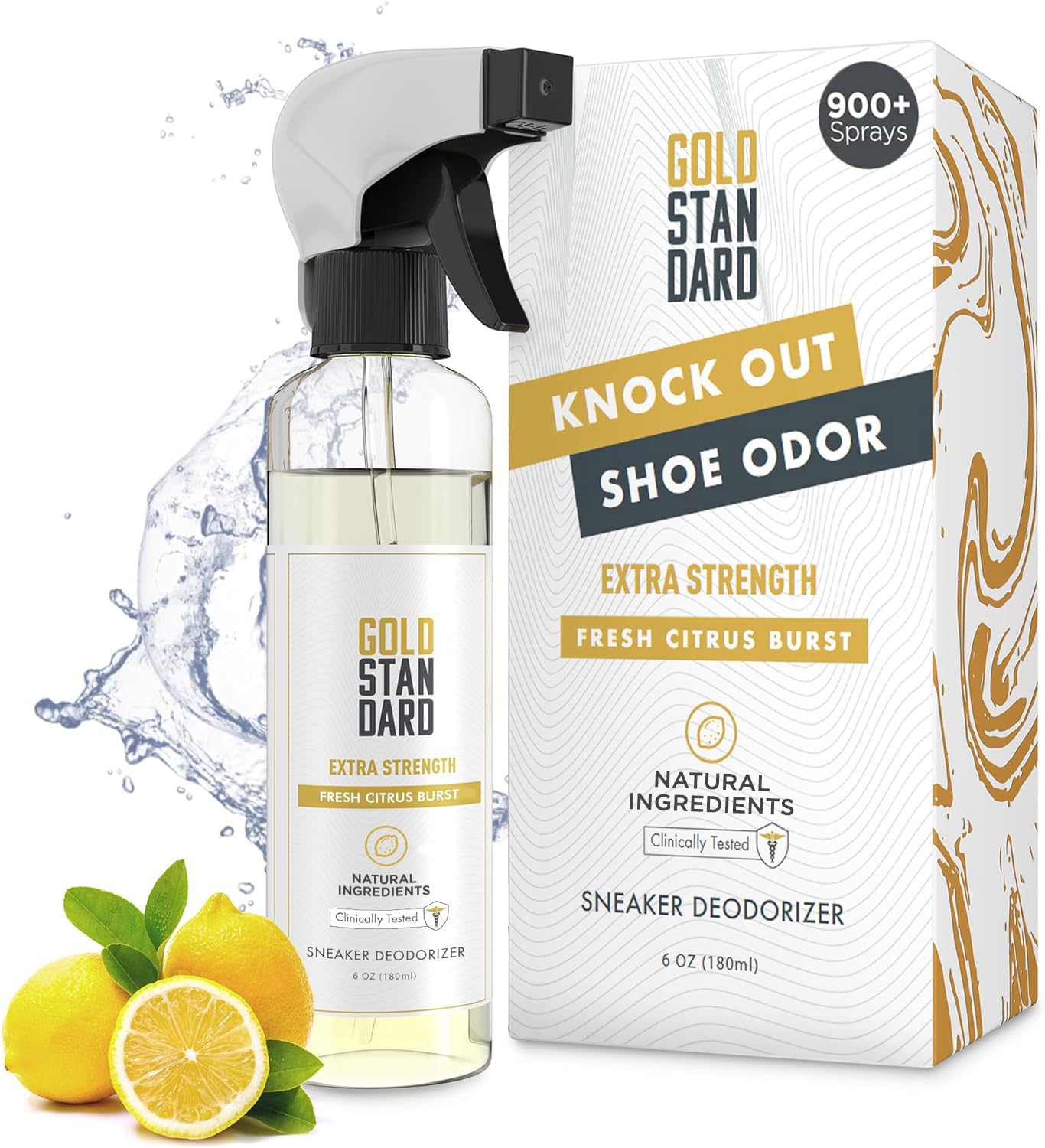 Natural Shoe Deodorizer Spray & Odor Eliminator - 1 Pack 6 Oz Refreshing & Long Lasting Fresh Citrus Burst Shoe Spray - Footwear
