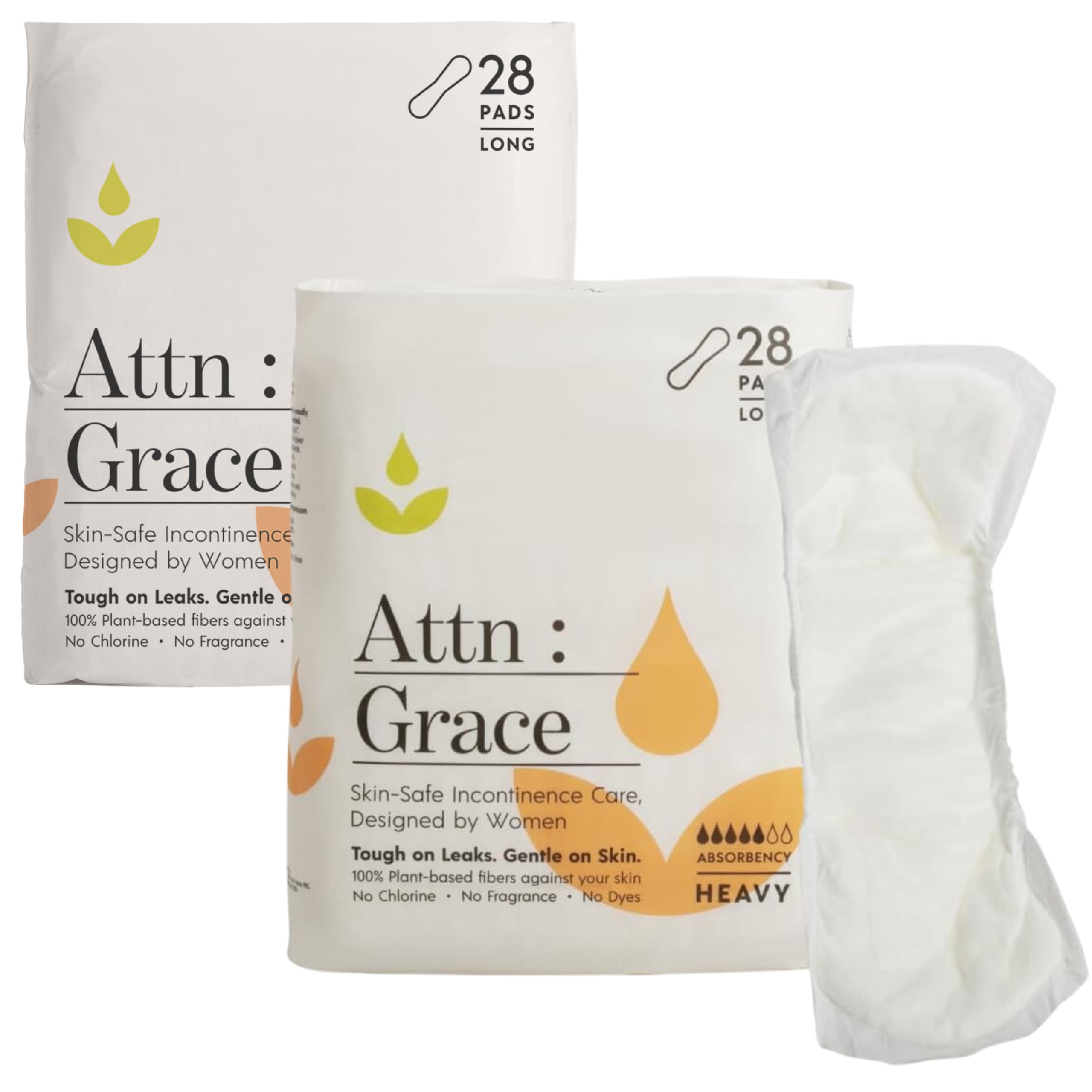 Attn: Grace Heavy Incontinence Pads for WomenWomen 2-Pack (56 Pads Total / 28 per Pack) - High Absorbency for Sensitive Skin - P