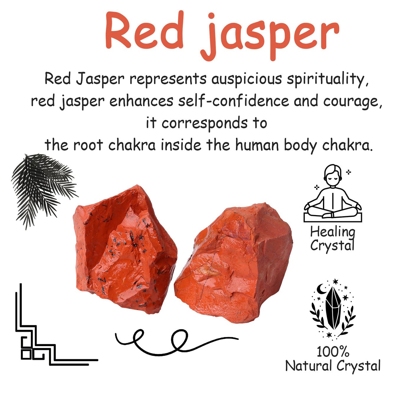 NUKAYAI 2Pcs Red Jasper 1.8-2.2 Large Healing Crystals Stones Natural Raw Rock Rough Crystals Rocks Red Jasper Stone for Wrappin