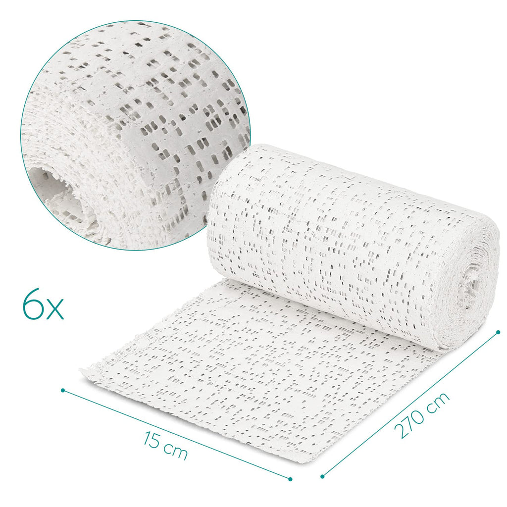 Navaris Plaster Cloth Rolls (L, Pack of 6) - Gauze Bandages for Body Casts, Plaster of Paris for Craft Projects, Belly Casting K