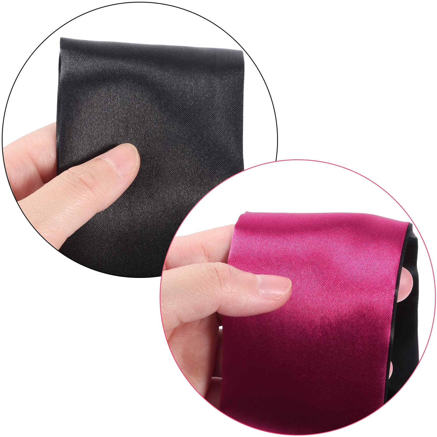 Hestya 2 Pack Sleeping Mask Satin Eye Mask (Black Red and Black) Blindfold, 150 cm