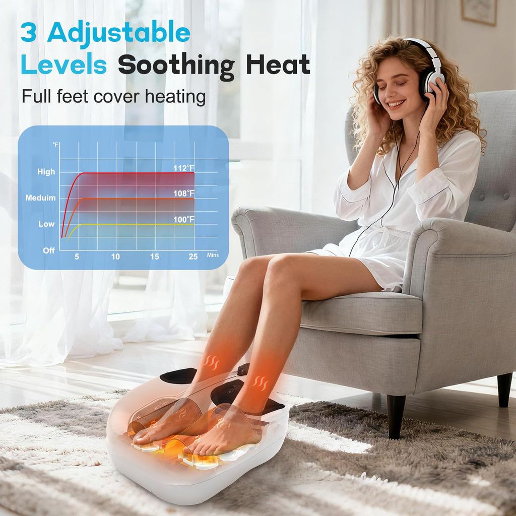 Wedpun Foot Massager with Heat Shiatsu Feet Massager for Neuropathy and Plantar Fasciitis Deep Kneading Air Compression Heat for