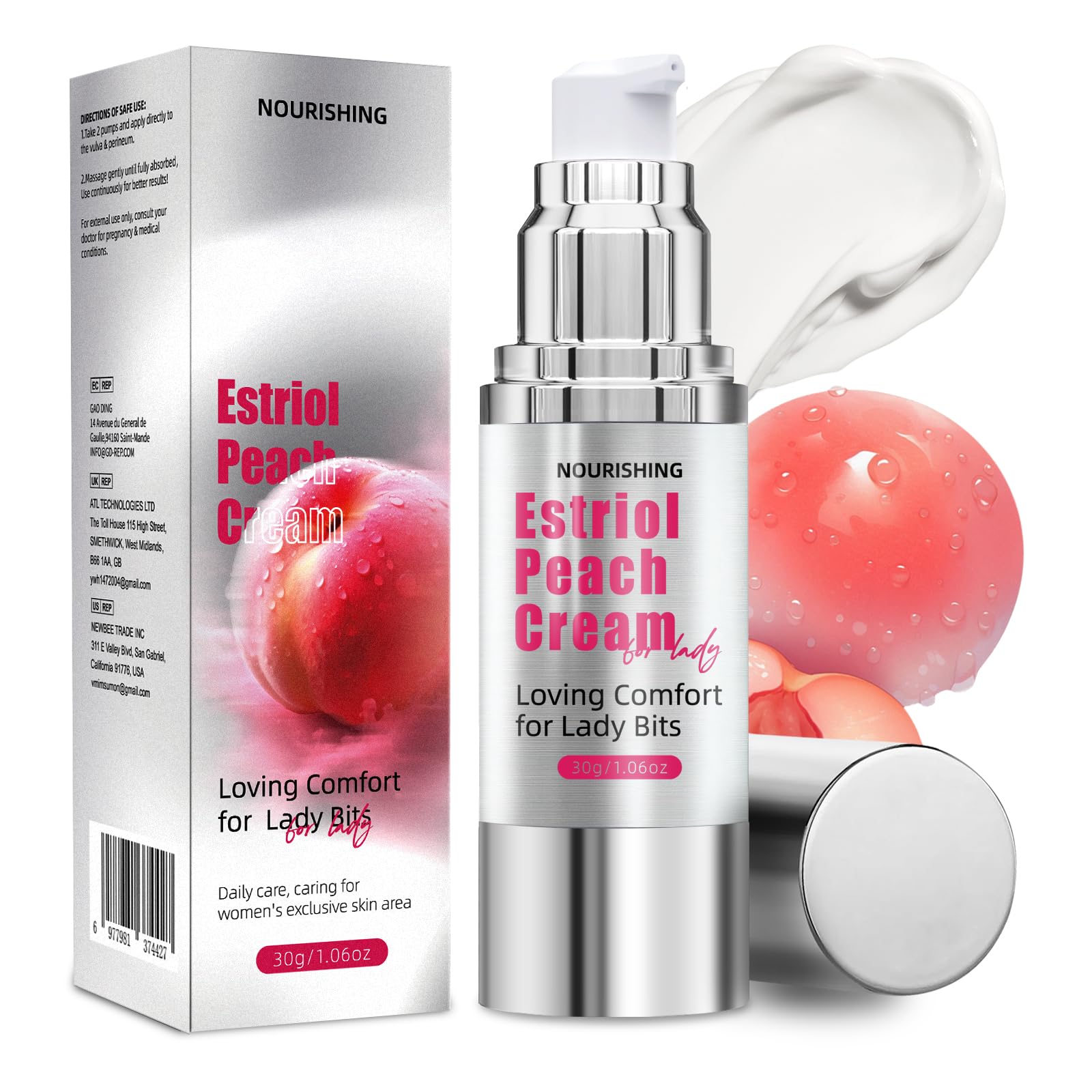 SKSOYT Bioidentical Estriol Cream for Women - Natural Peach Scent Formula - Menopause Relief for Vaginal Dryness & Itch - 30ml B