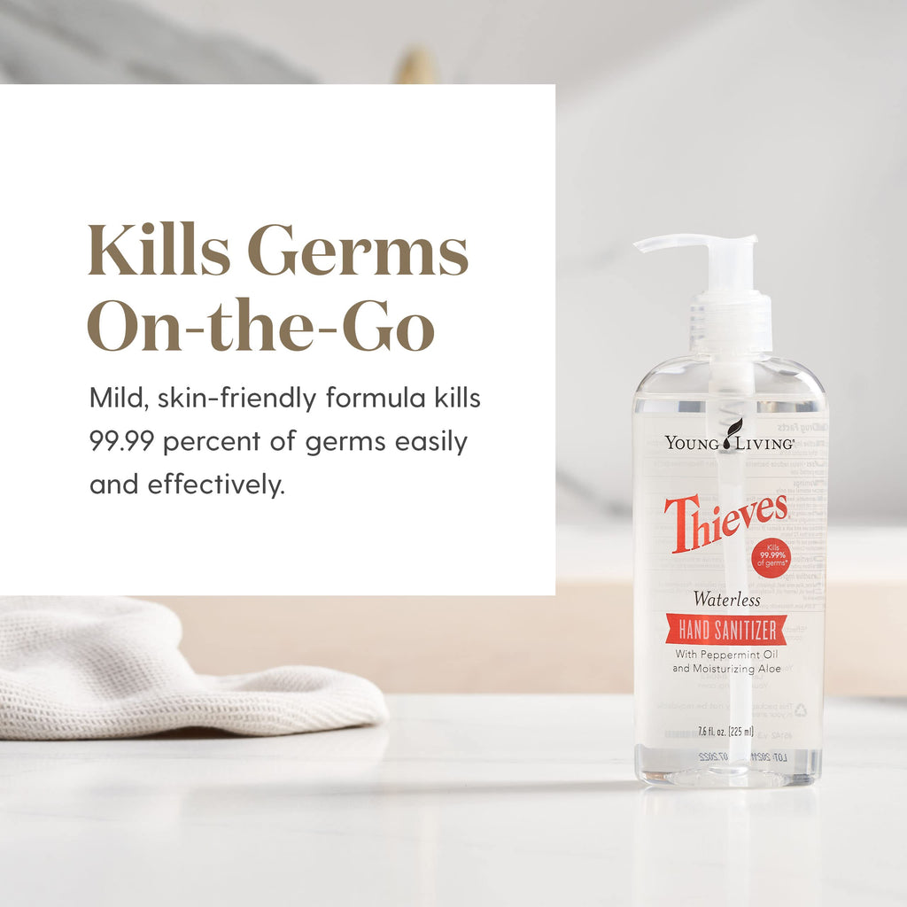 Young Living Thieves Hand Sanitizer - Essential Oil-Infused, Plant-Based, Quick-Drying, 7.6 fl oz