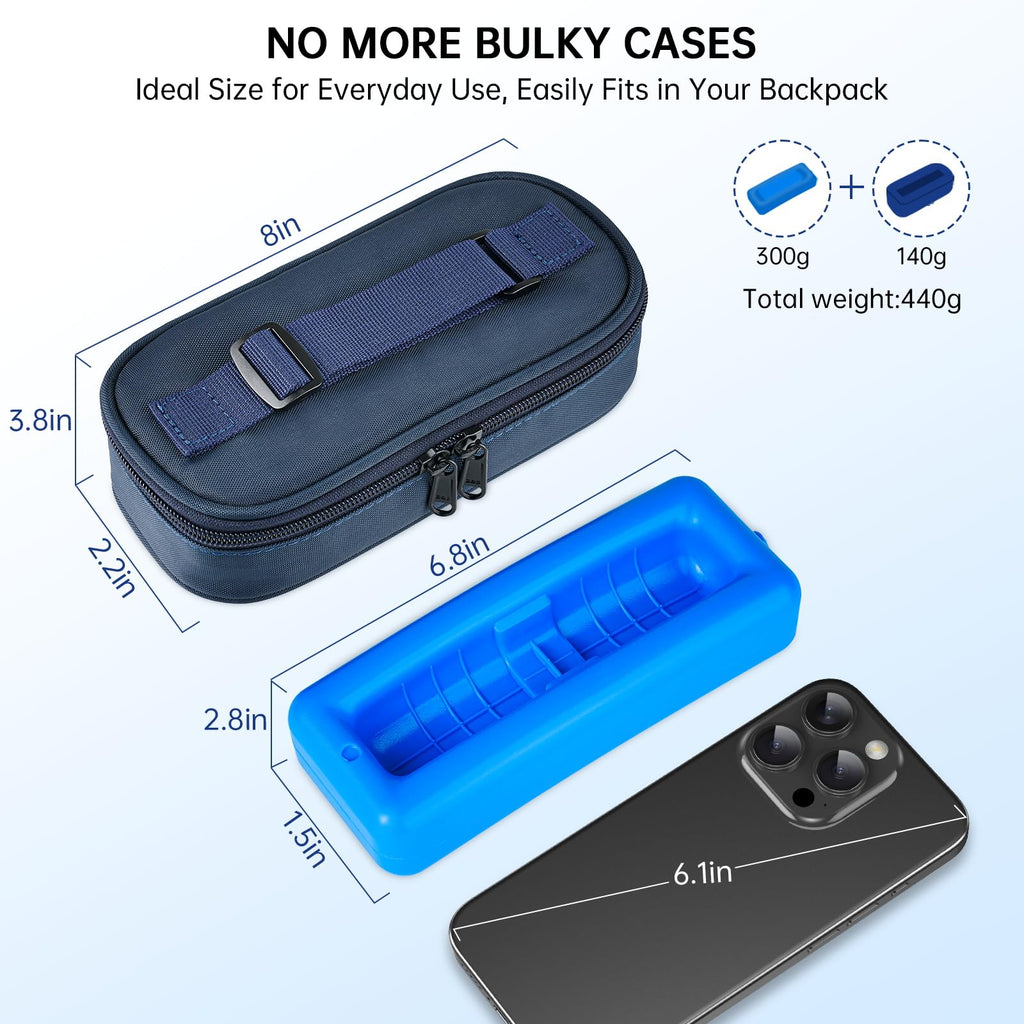 WOODAKE Insulin Cooler Travel Case for Vials & Pen - TSA Approved, Portable Medication Case with Reusable Ice Brick for Long-Las