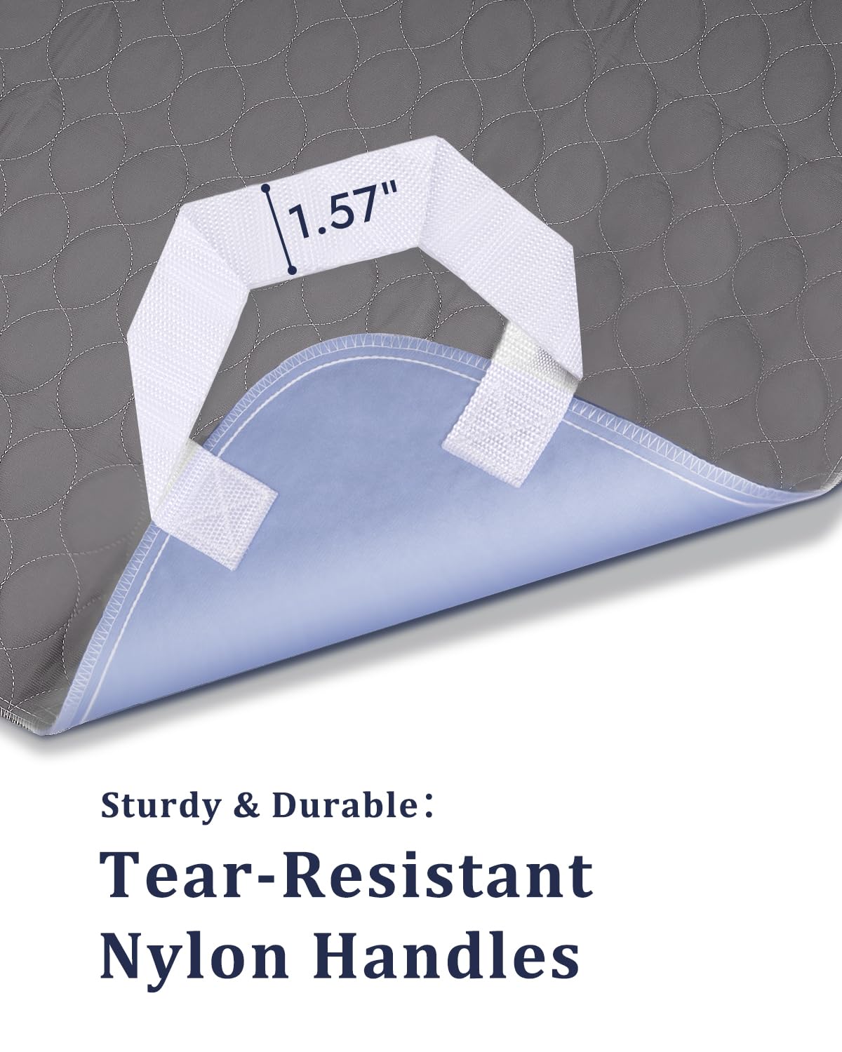 Positioning Bed Pad with Handles, 6 Sturdy Handle Washable Bed Pads for Incontinence, Waterproof, Reusable Underpads for Elderly