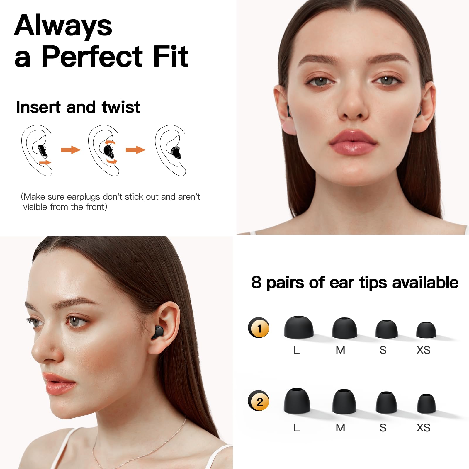 Ear Plugs for Sleeping 45dB Reusable Noise Cancelling Ear Plugs for Snoring, Concerts, Travel, Focus, Noise Reduction Earplugs w