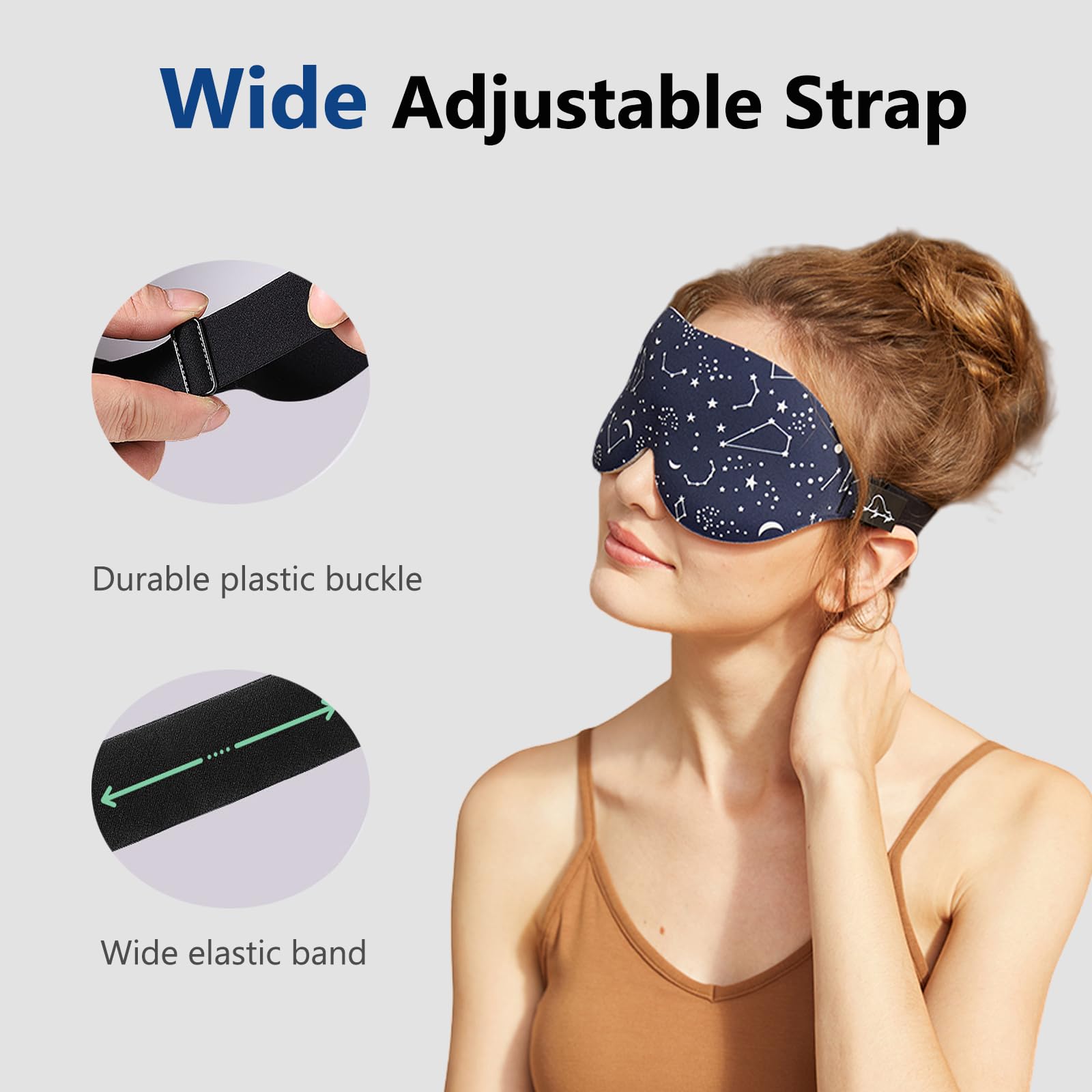 ALASKA BEAR Sleep Mask Women Men with Molded Eye Cups, Well-Contoured 3 D Extra-Plush Soft Memory Foam Blackout Eye Mask Zero Pr