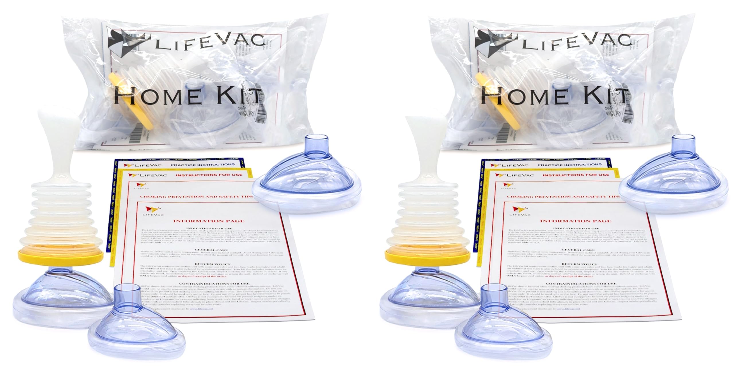 LifeVac Home Kit 2 Pack - Portable Suction Rescue Device, First Aid Kit for Kids and Adults, Portable Airway Suction Device for 