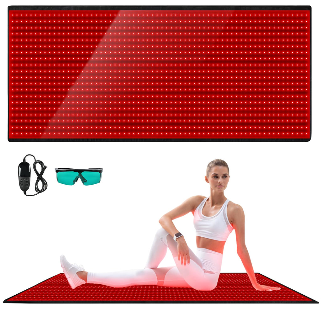 Red Light Therapy Mat 70.9'' X 31.5'' 1280 LEDs Near Infrared Light Therapy Blanket 660nm 850nm Full Body Pad 3 Modes & 9 Timer 