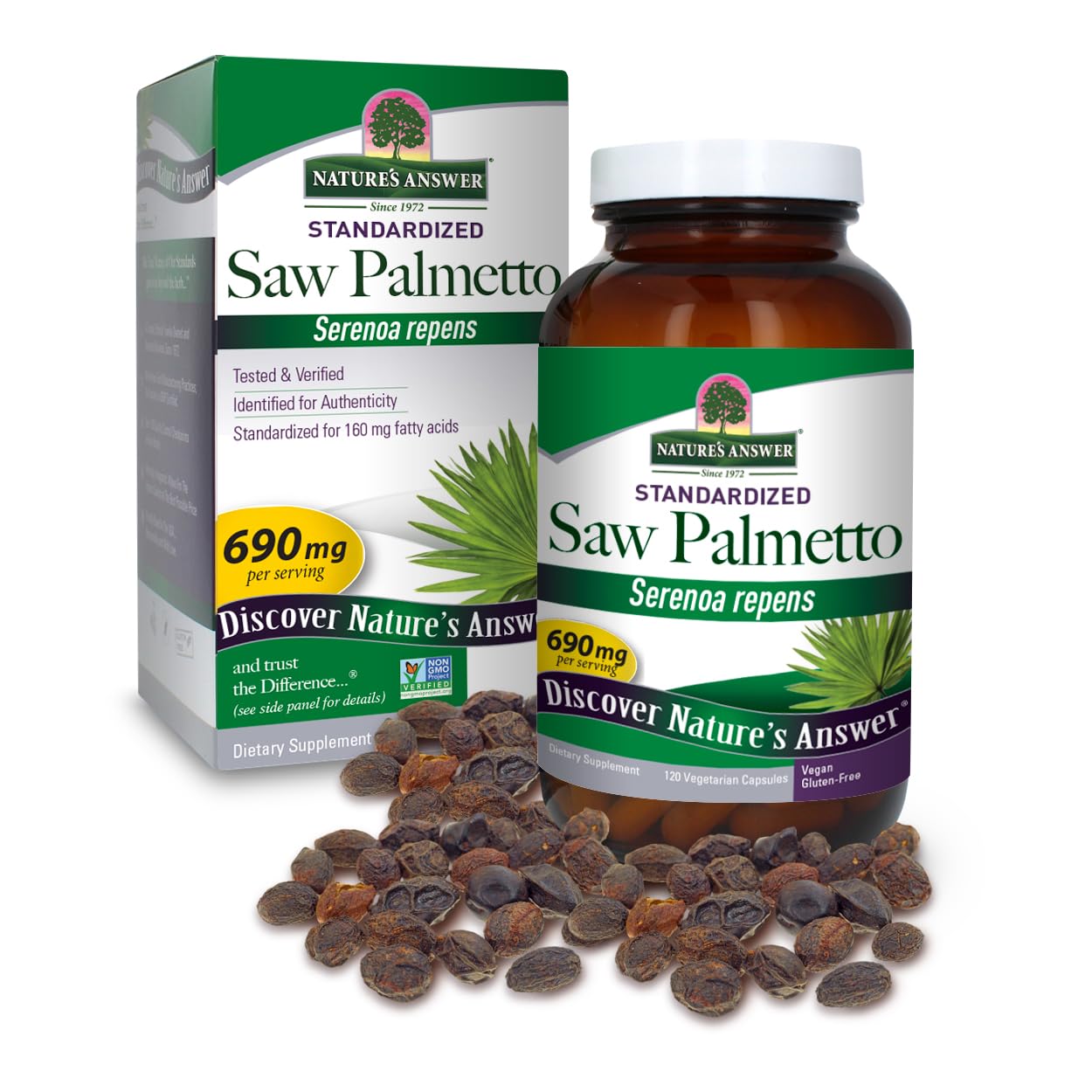 Natures Answer Saw Palmetto 690 mg 120-Capsules Supplement | Prostate Support | Natural Urinary Tract Support | Promotes Hair G