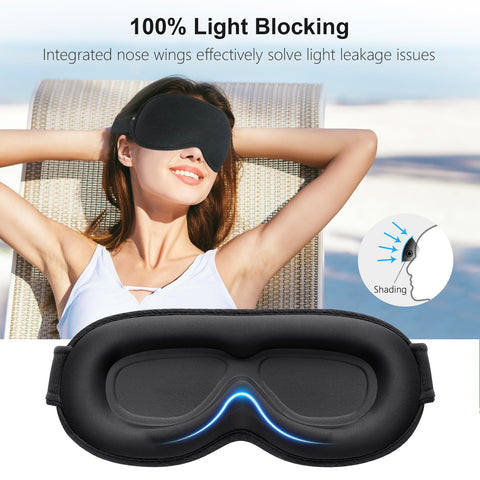 Gritin 100% Blackout Sleep Eye Mask for Women Men, Zero Pressure Sleeping Mask - Ergonomic Design 3D Cutout Eye Movement and Eye