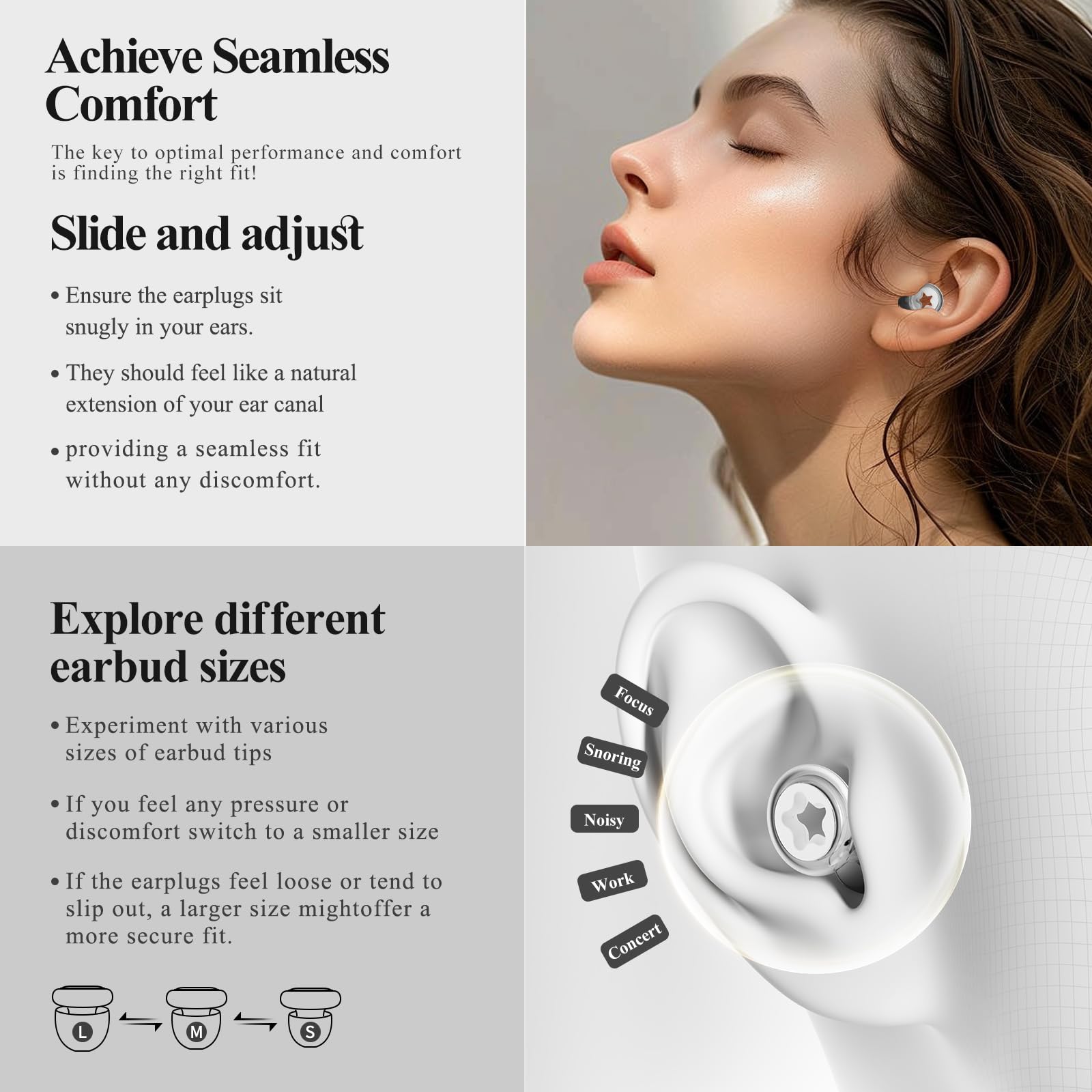 Bradwigson Soft Silicone Ear Plugs 26 dB,White Transparent Pentagram Noise Reduction Earplugs,Reusable and Noise Canceling,Earpl