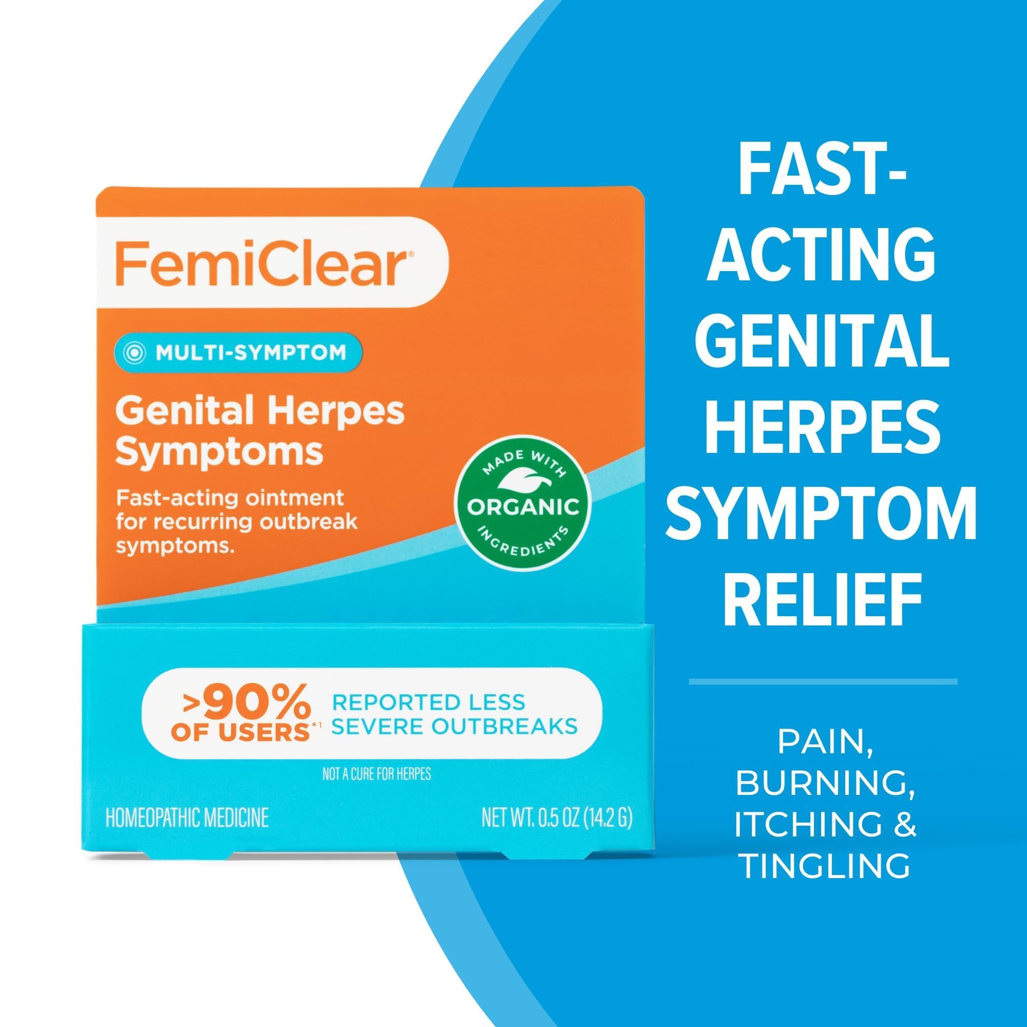 FemiClear for Genital Herpes Symptoms & Cold Sores, Multi-Symptom - Effective Intimate Relief - Made with All-Natural and Organi