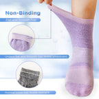 Bulinlulu Diabetic Socks for Women&Men,6 Pairs Non Binding Diabetic Ankle Socks,Wide Socks with Seamless Toe(Large,Bright Colors