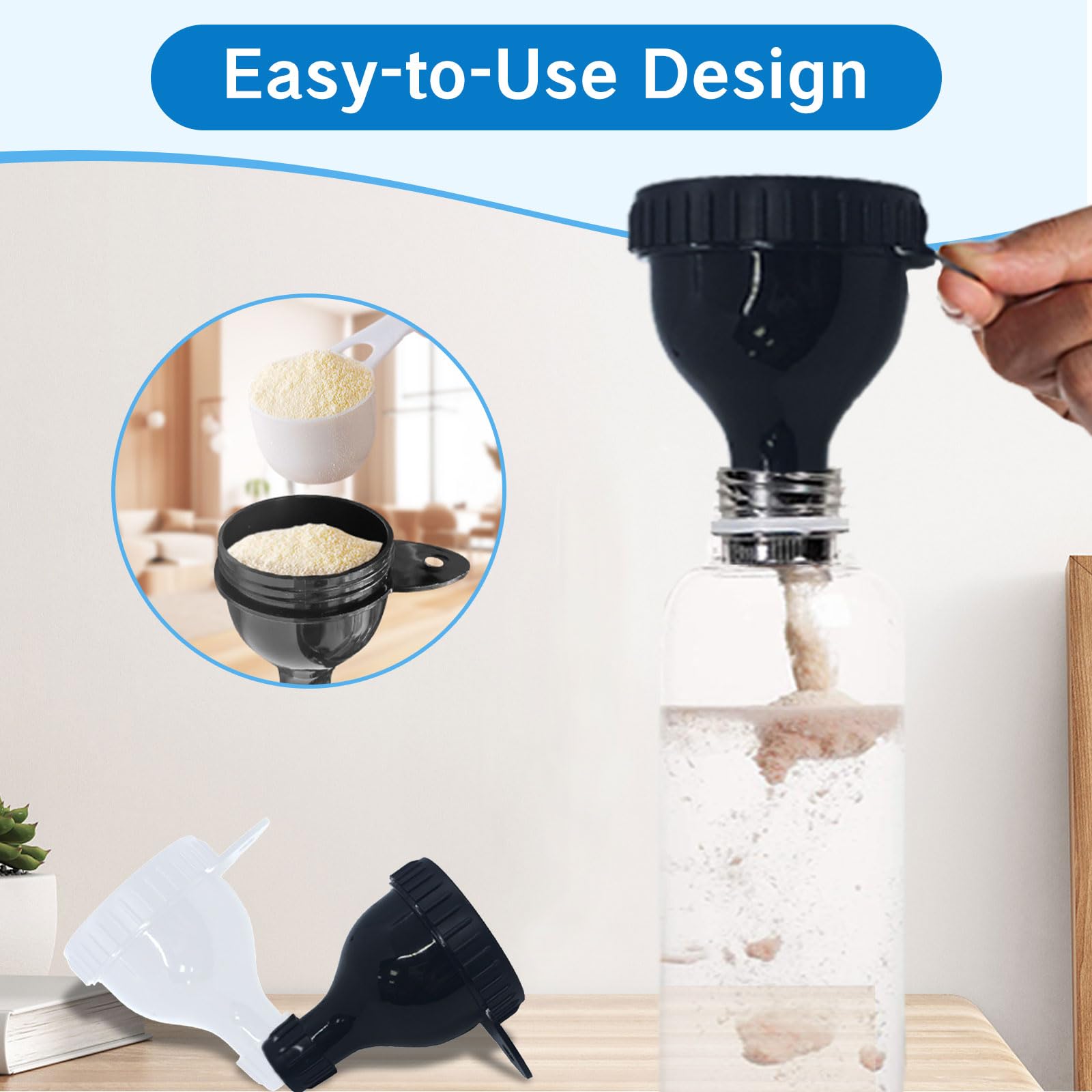 YAFIYGI 2Pack Protein Powder Container to go Portable Supplement Funnels for Filling Bottles with Protein Powder Compartment Pil