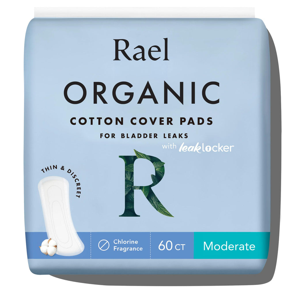 Rael Incontinence Pads for Women, Organic Cotton Cover, Postpartum Essential, Heavy Absorbency, Bladder Control, 4-Layer Core wi