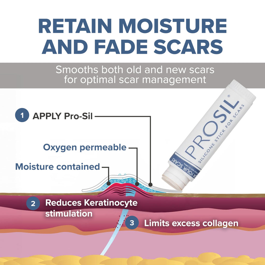 PROSIL Silicone Scar Stick 4.25g - Effective Scar Treatment with Premium-Grade Silicone - Compact, Mess-Free, Glide-on Applicati