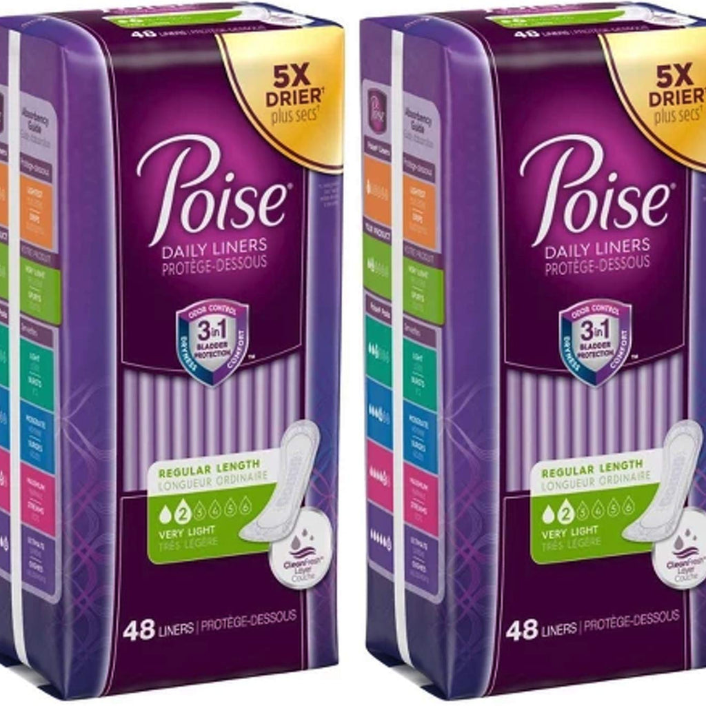 Poise Pantiliners Regular Length Very Light Absorbency 48ct Each (Pack of 2)