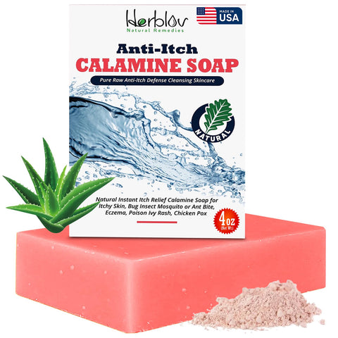 Natural Instant Itch Relief Soap Bar - Calming Calamine Soap for Itchy Skin, Bug Insect Mosquito or Ant Bite, Eczema, Poison Ivy