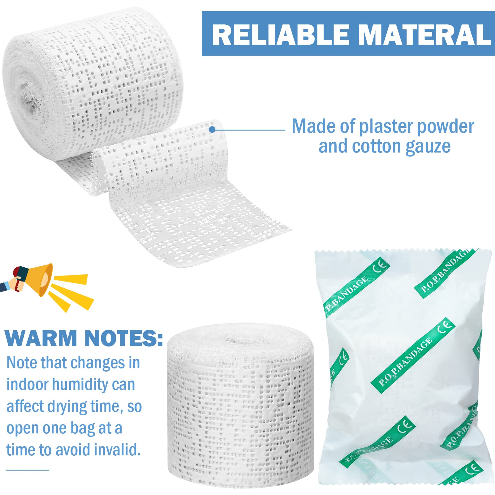 Treela Plaster Cloth Rolls Gauze Bandages Rolls Strips for Belly Casts, Scenery Molds, Mask Making, Art Projects, Body Casts, Cr