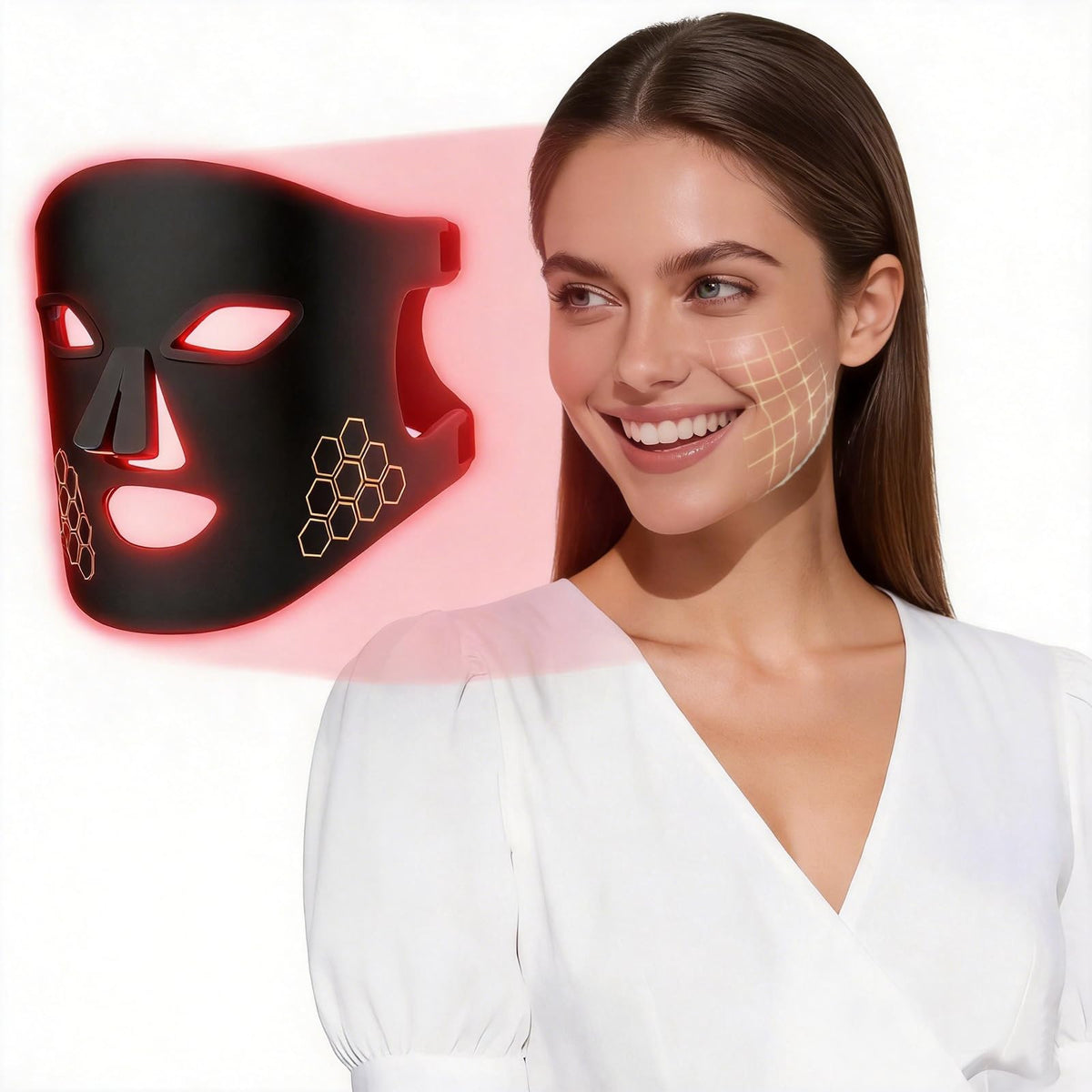ESTANANA LED Face Mask, Flexible Silicone Light Therapy Mask