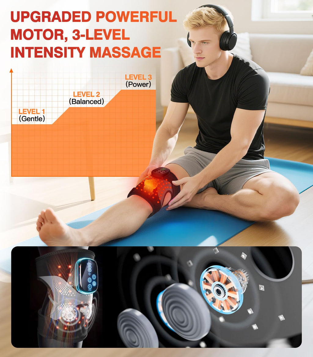 Lanieney Knee Massager with Heat, 3 Vibration Modes, LED Screen, Adjustable Straps, Gift for Men and Women