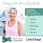 Orthofeet Diabetic Shoes for Women - Proven Comfort & Protection. Therapeutic Walking Shoes with Arch Support, Arch Booster, Cus