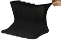6 Pairs of Cotton Diabetic Neuropathy Crew Socks (10-13, Fits Mens shoe size 9-12, Black)