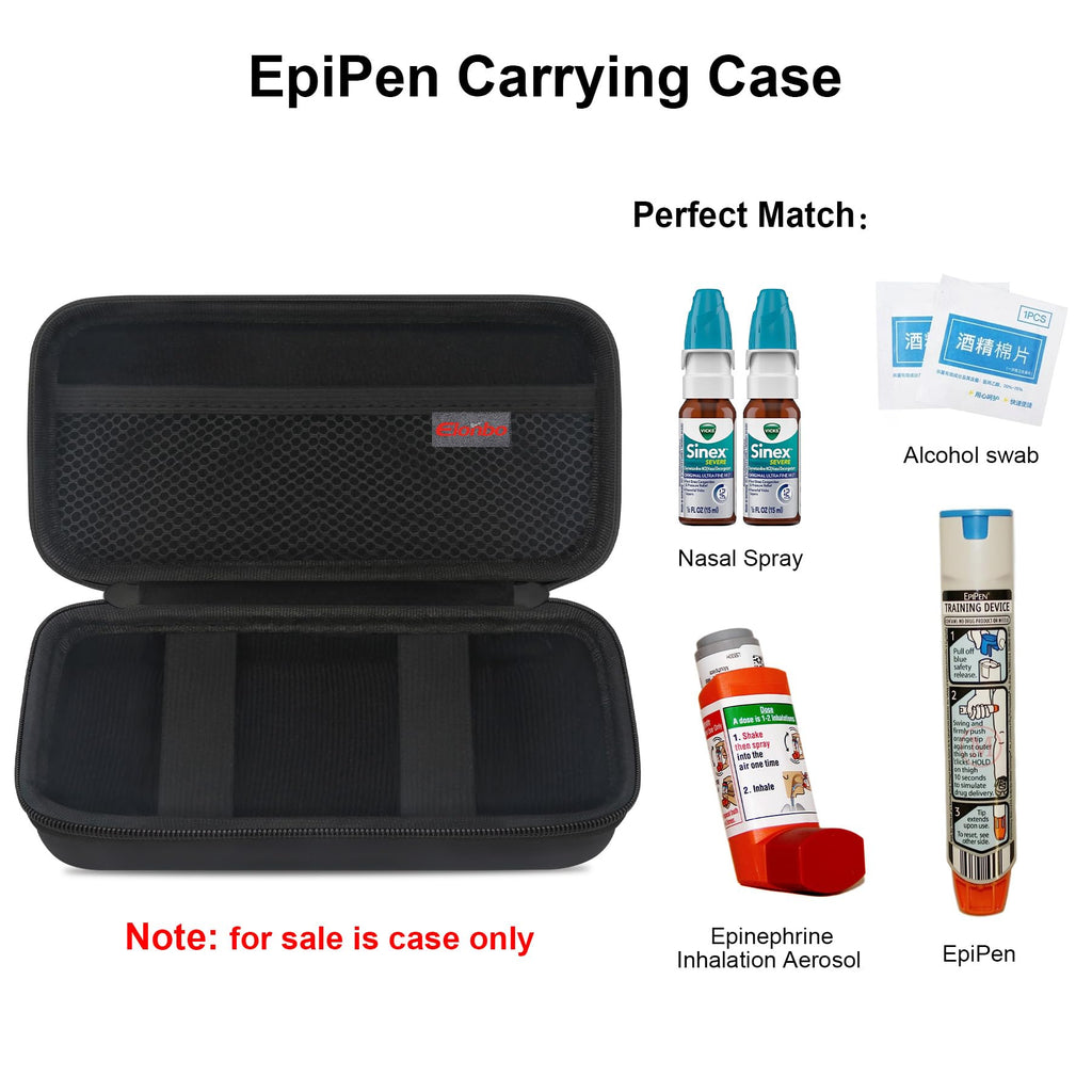 Elonbo EpiPen Carrying Case, Travel Medicine Kit for 2 Epi Pens or Auvi Q, Ventolin Inhaler, Nasal Spray, Allergy Meds, Diabetic