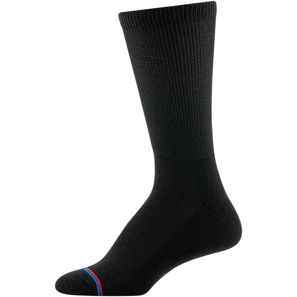 MediPEDS Men's 8 Pack Diabetic Crew Socks with Non-Binding Top, Black, Shoe Size: Men 9-12 / Women 10-13
