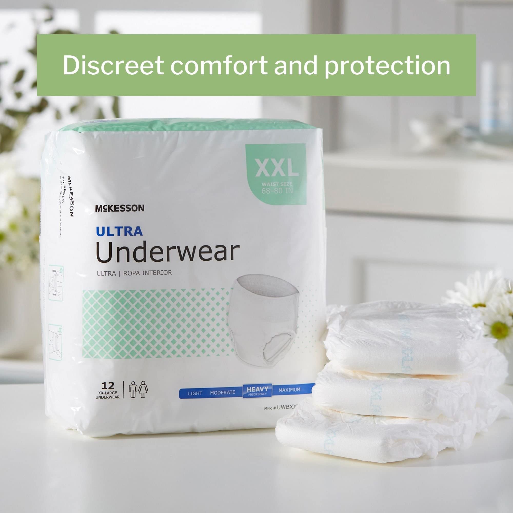 McKesson Ultra Underwear, Incontinence, Heavy Absorbency, 2XL, 12 Count