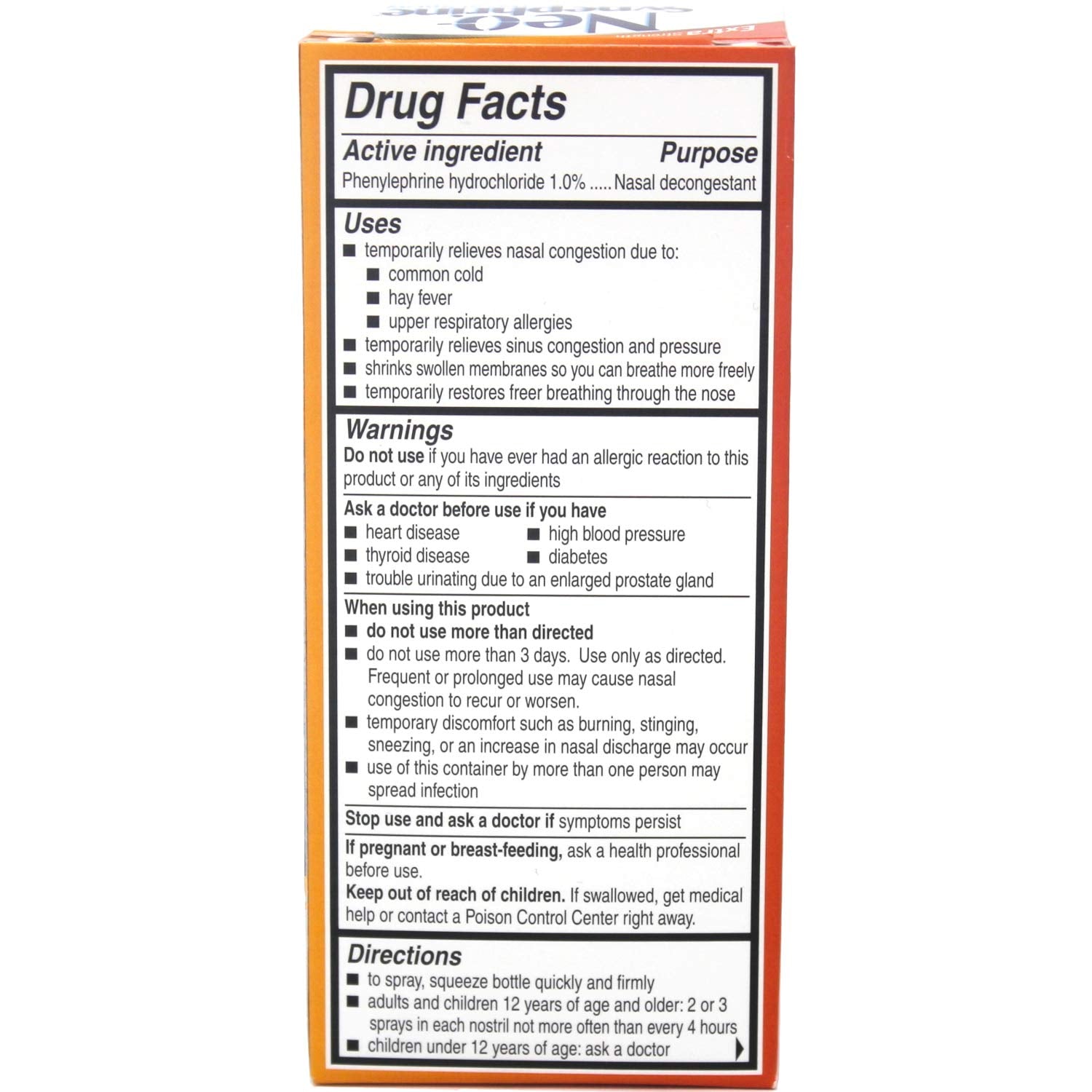 Neo-Synephrine Nasal Spray , Extra Strength Formula, 0.50 Ounces (Value Pack of 2)
